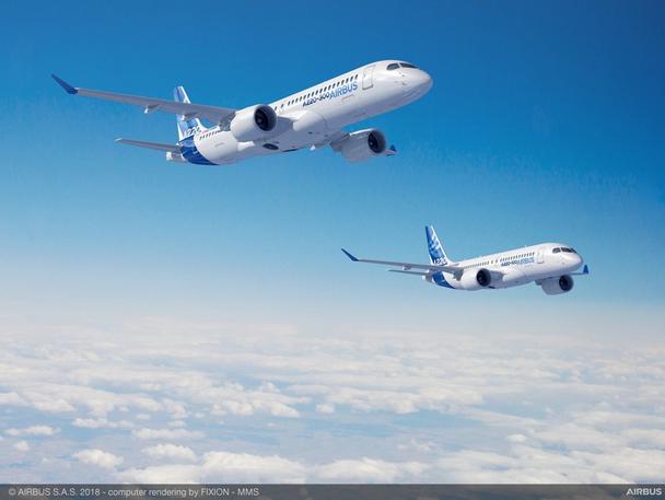 L’appareil A220-100 de 100 à 130 sièges, et sa version plus grande, le A220-300 de 130 à 160 sièges complémente merveilleusement le portefeuille d'avions commerciaux d'Airbus.