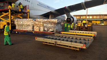 Unloading at Entebbe Airport Unloading at Entebbe Airport