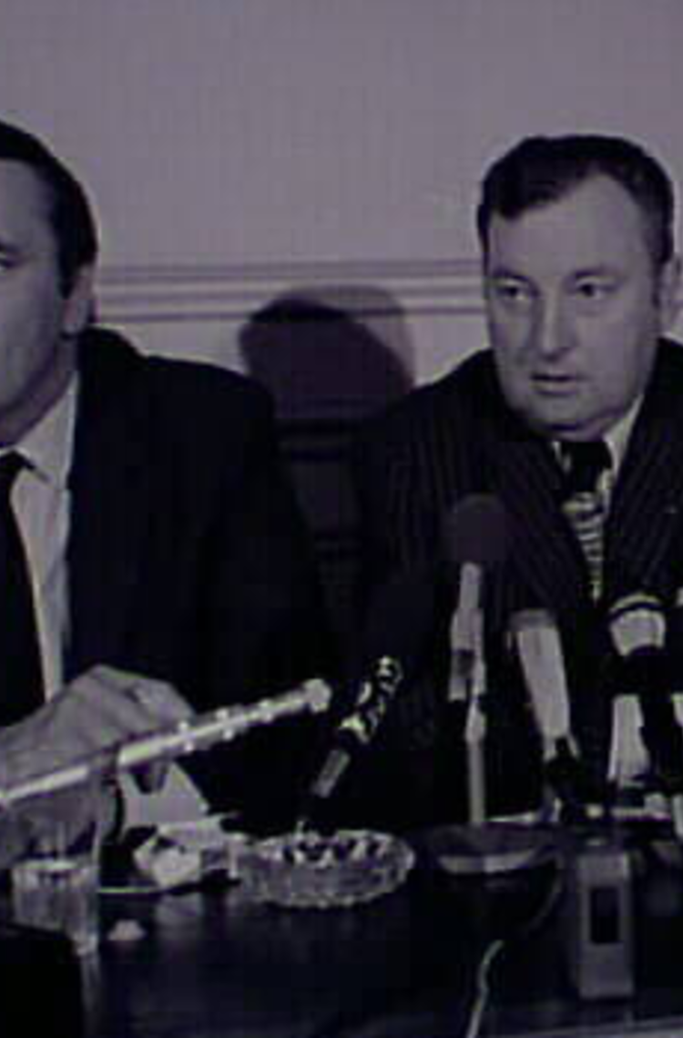 Bernard Lathière, managing director of Airbus Industries, and Pierre Pailleret (left) at the Pan Am press conference on 14 September 1984. Bernard Lathière, managing director of Airbus Industries, and Pierre Pailleret (left) at the Pan Am press conference on 14 September 1984.