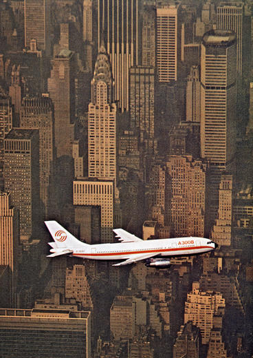 Airbus A300 flying over New York city Airbus A300 flying over New York city